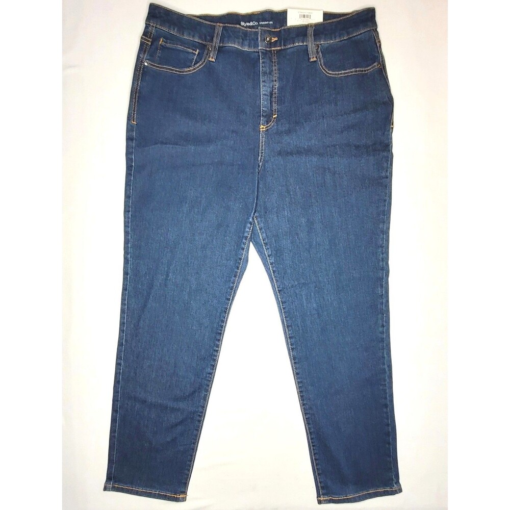 Style & Co 18W High Rise Straight Leg Jeans Blue NWT Plus Size